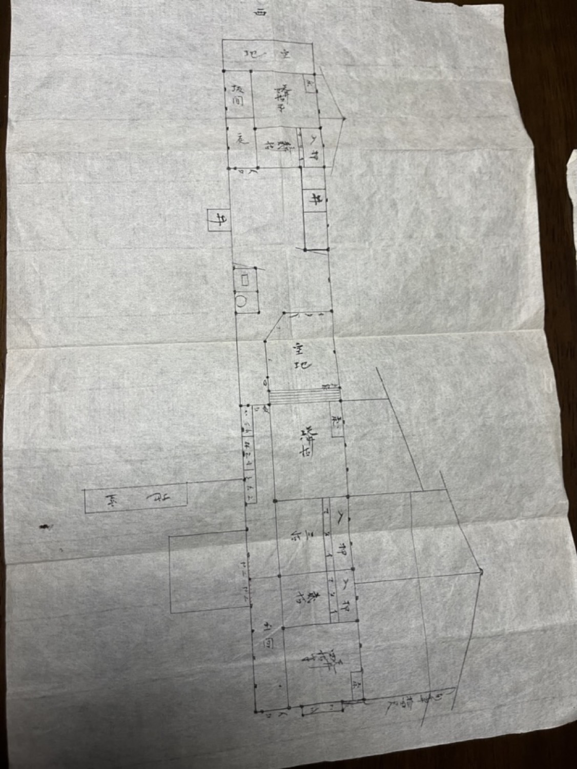 蔵に残されていた手描きの間取り図。